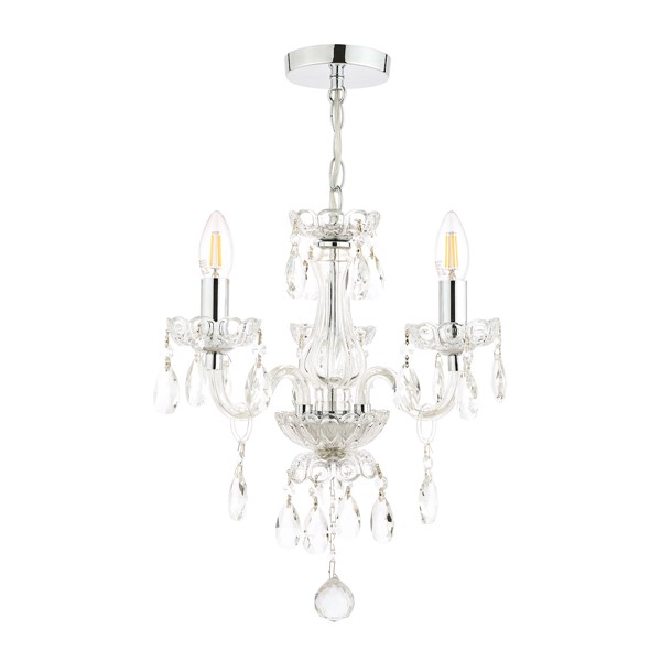 (image for) Laura Ashley Harriet 3 Light Crystal & Polished Chrome Chandelier